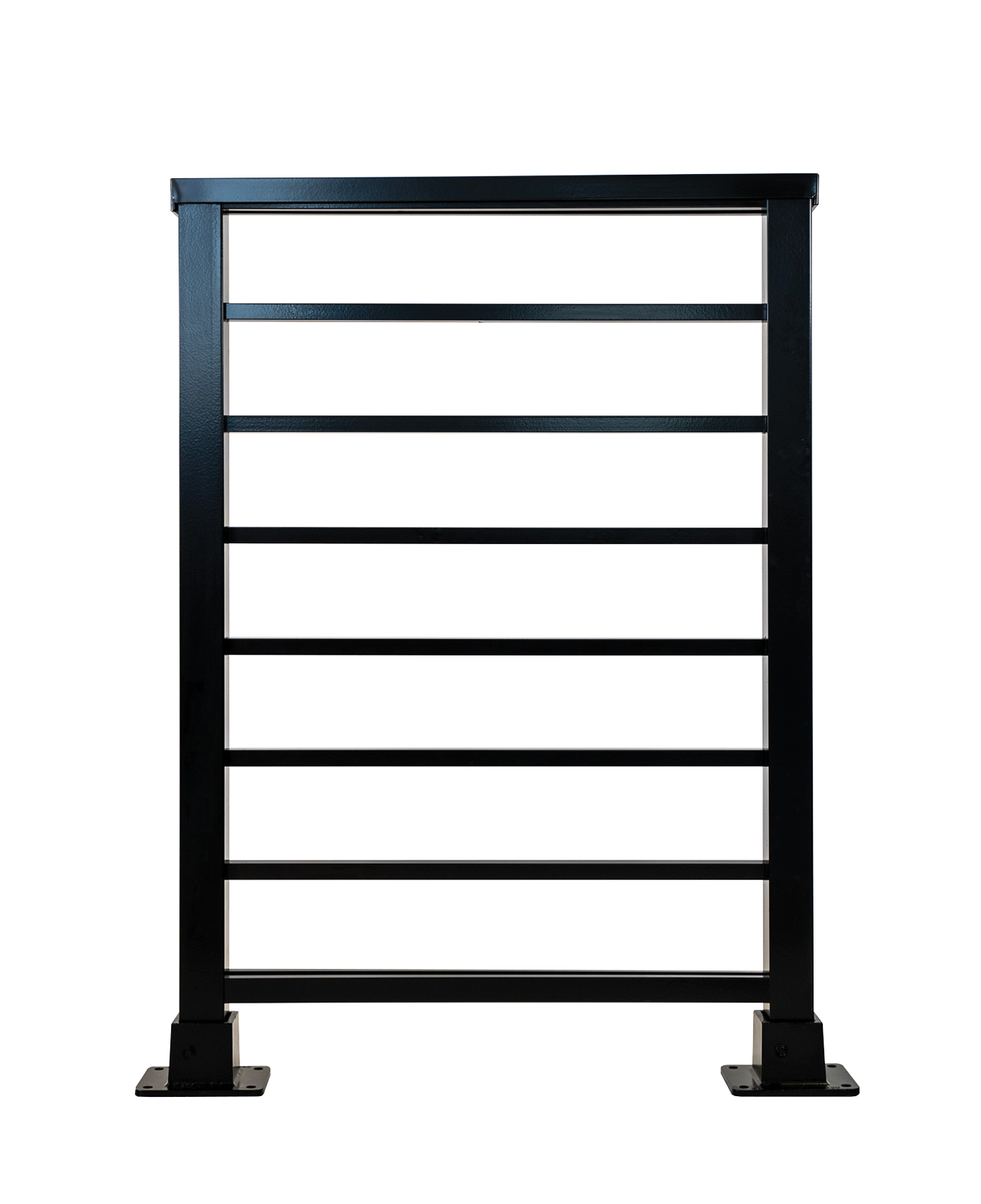 Aluminum Deck railing that is black in color with aluminum horizontal bars, M200 3H