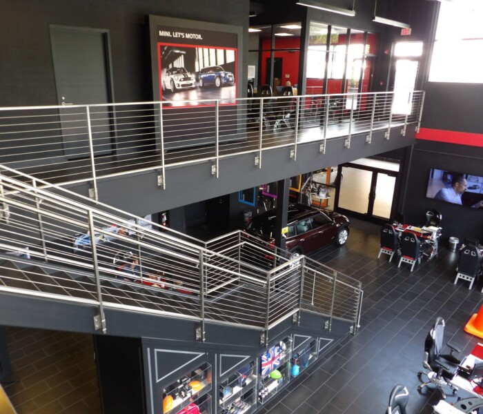 Ornamental Railings on Commercial building BMW Cincinnati.