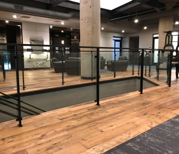 The Baldwin Apartments in Cincinnati's Custom Interior Glass Railing.