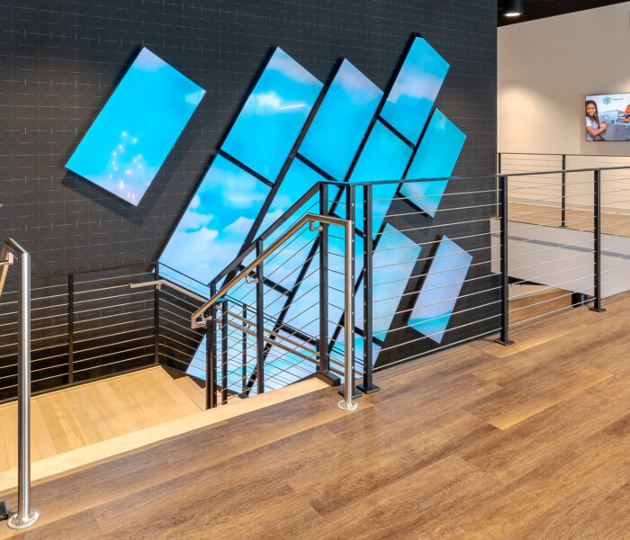 Architectural metal railing at the Kinetic Vision Gallery