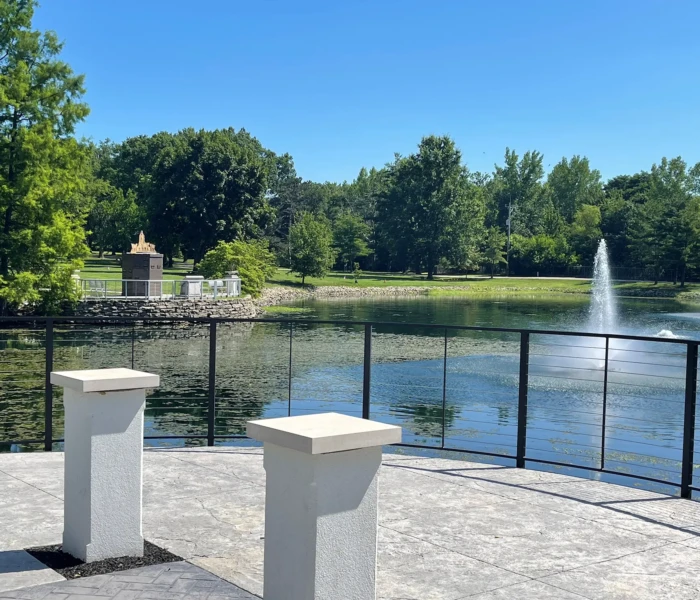 2141418596 Modern Cable Railing Installation at Arlington Memorial Gardens in Cincinnati